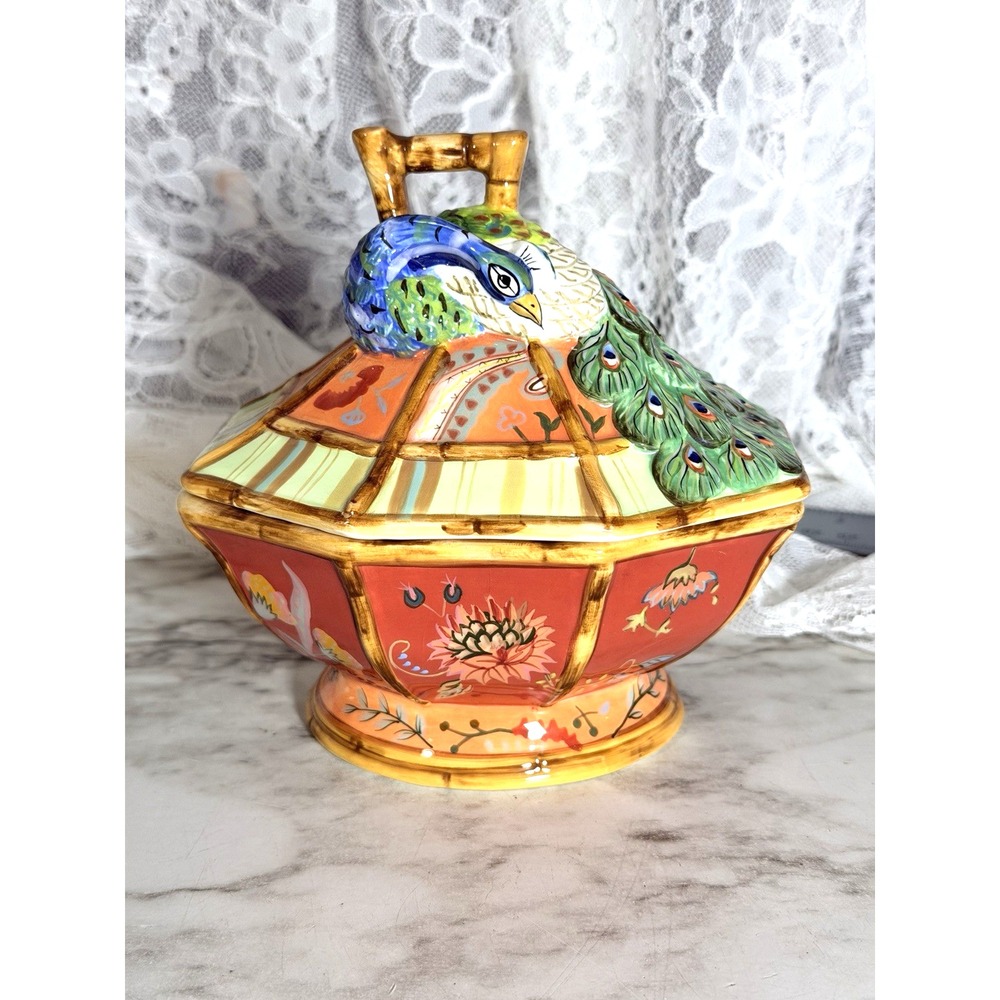 Tracy Porter Artisan Road Collection Peacock Sugar Bowl (A3138)